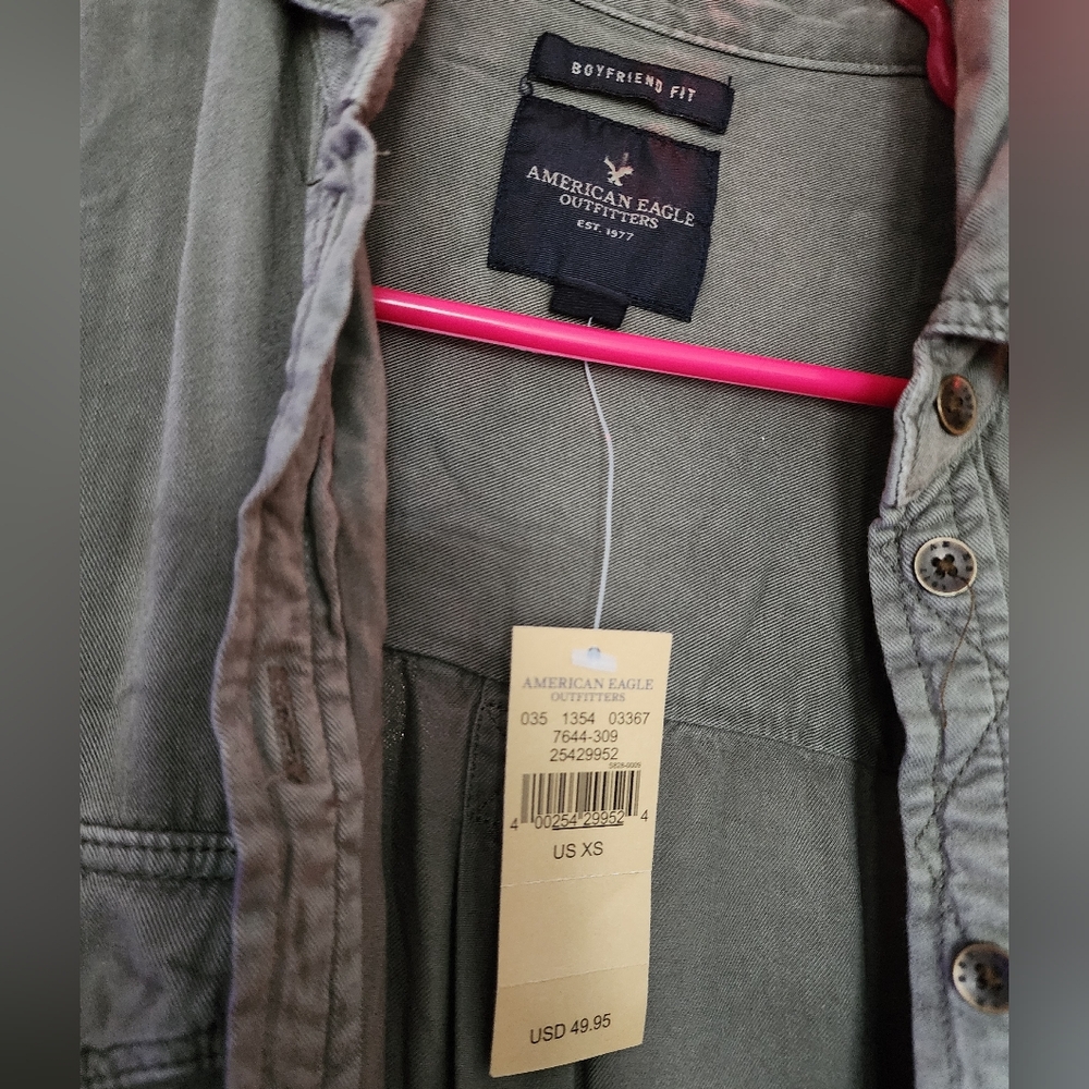 American Eagle Outfitters Olive Utility Jacket with Patches - Picture 7 of 9